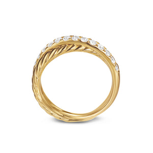 Crossover Two Row Ring in 18K Yellow Gold with Diamonds, 5mm, Size 6