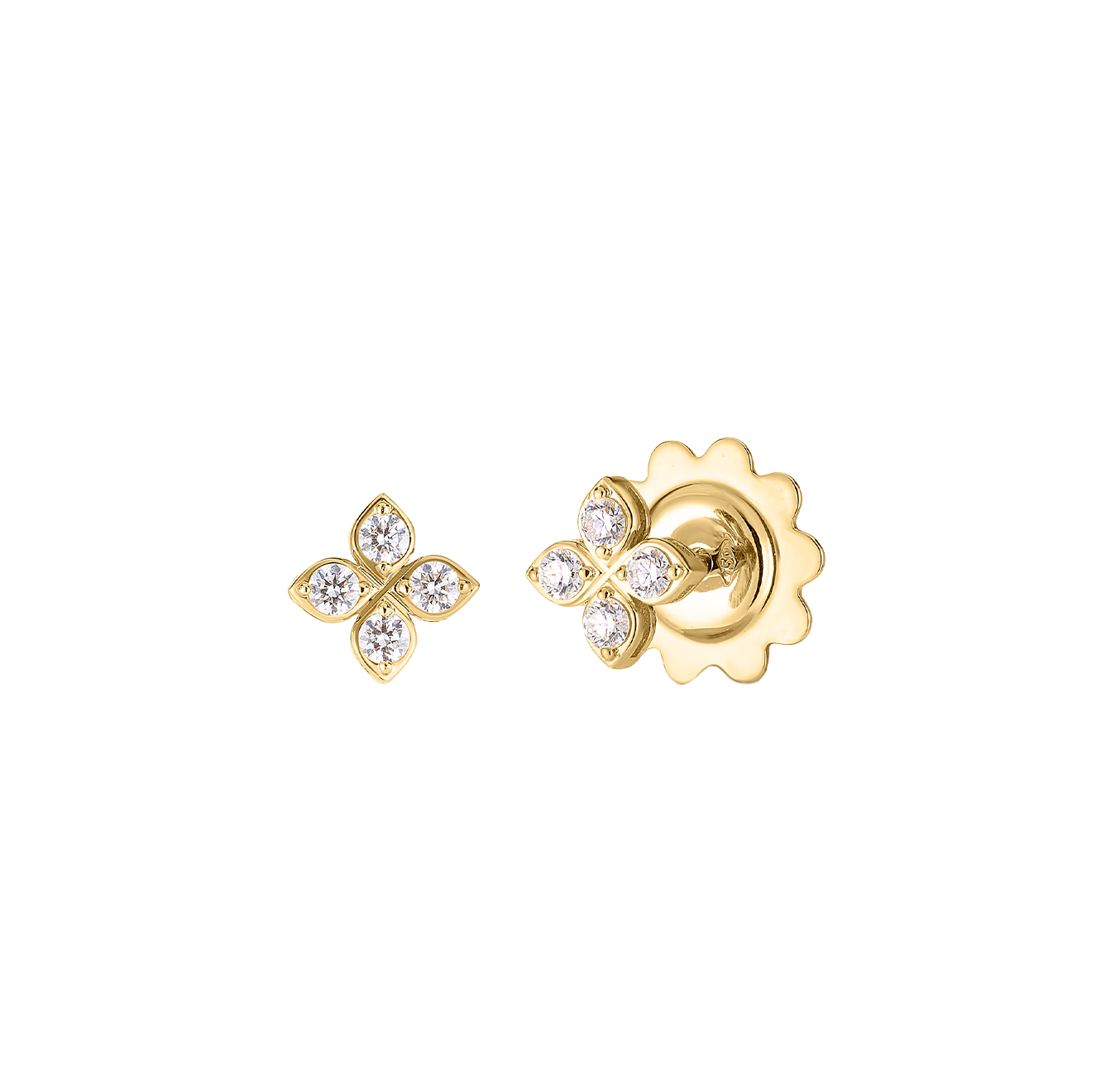 Roberto Coin Yellow Gold Mini Flower Stud Earrings with Diamonds