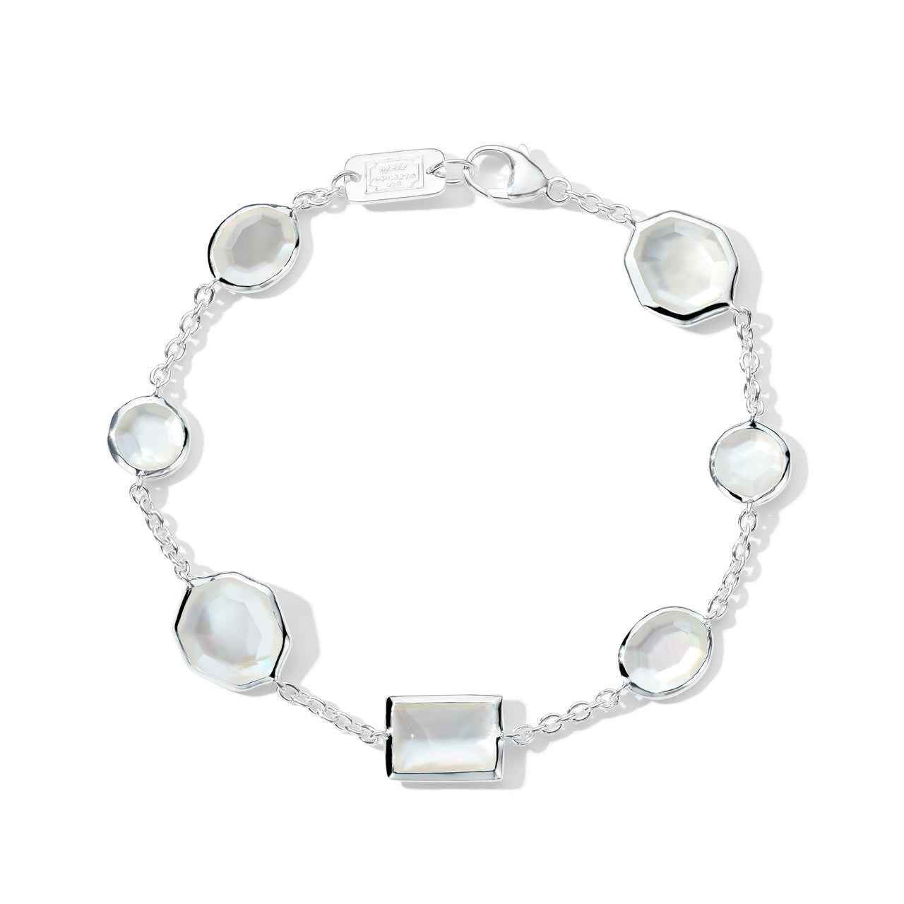 IPPOLITA Rock Candy Mix-Cut Mother of Pearl and Crystal Station Bracelet in Sterling Silver