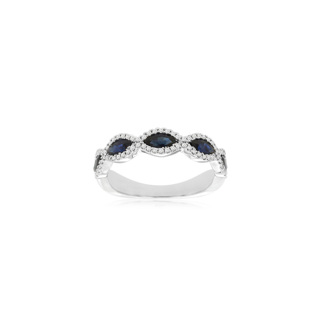 Sabel Collection White Gold Marquise Sapphire and Diamond Ring