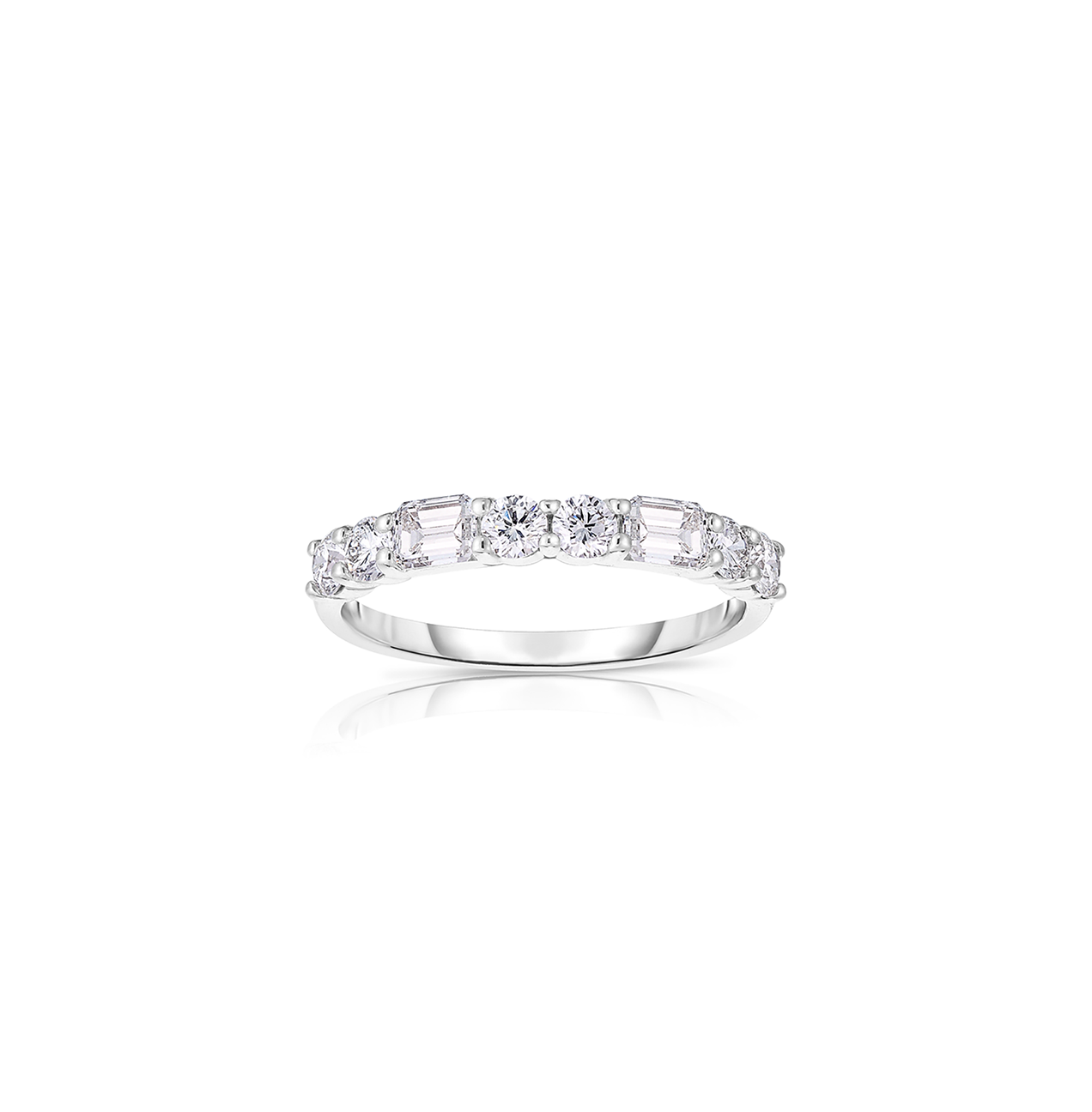 Sabel Collection White Gold Baguette and Round Diamond Ring