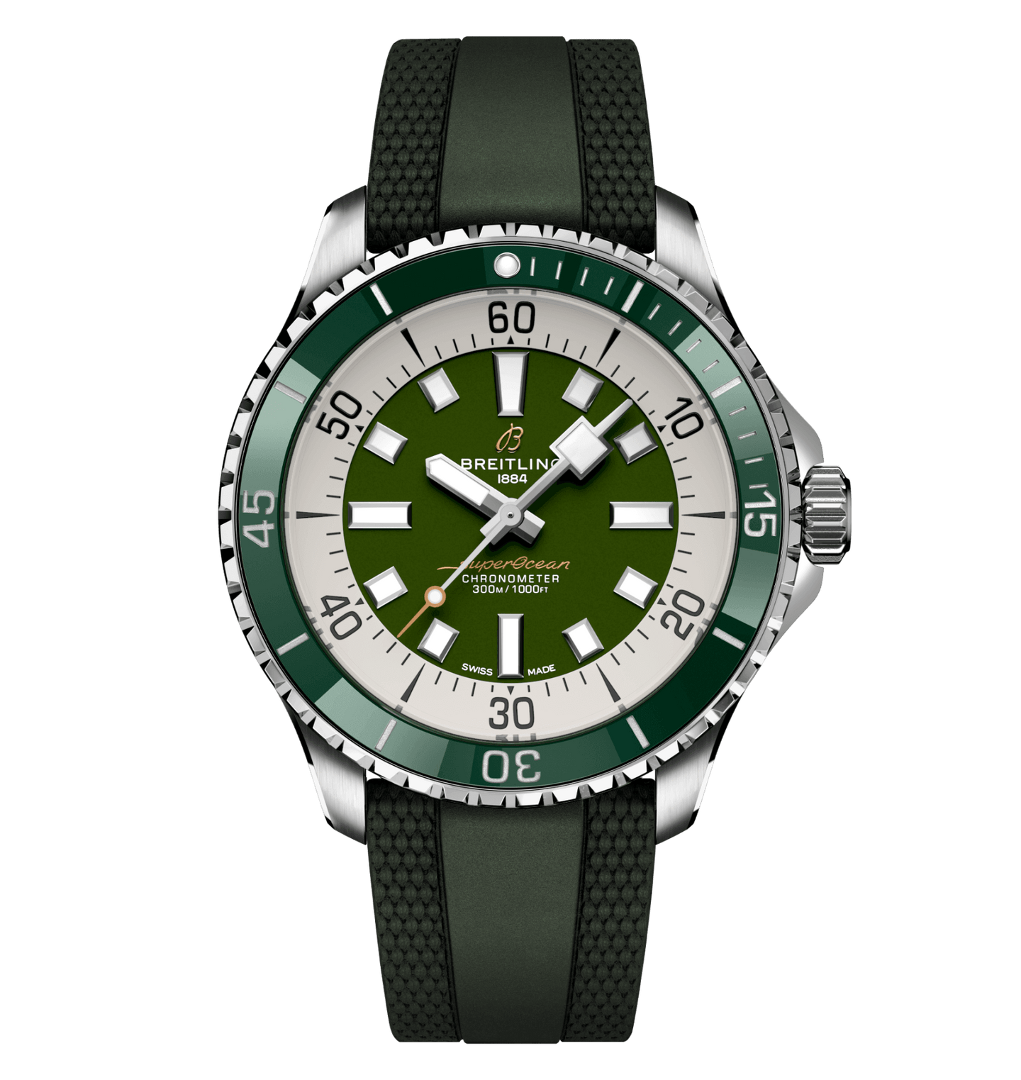 Breitling Superocean Green on Rubber Watch, 44mm