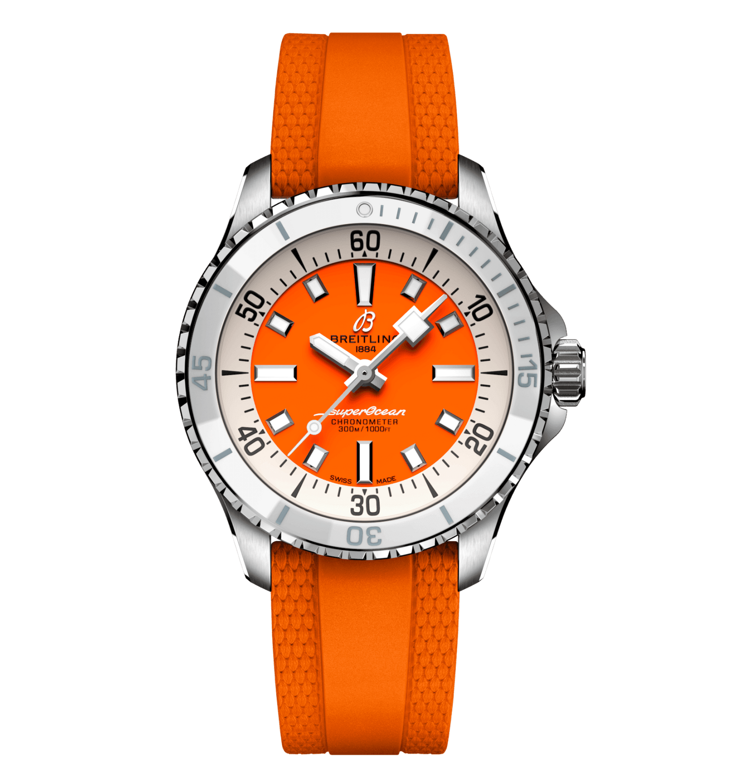 Breitling Superocean Orange on Rubber Watch, 36mm