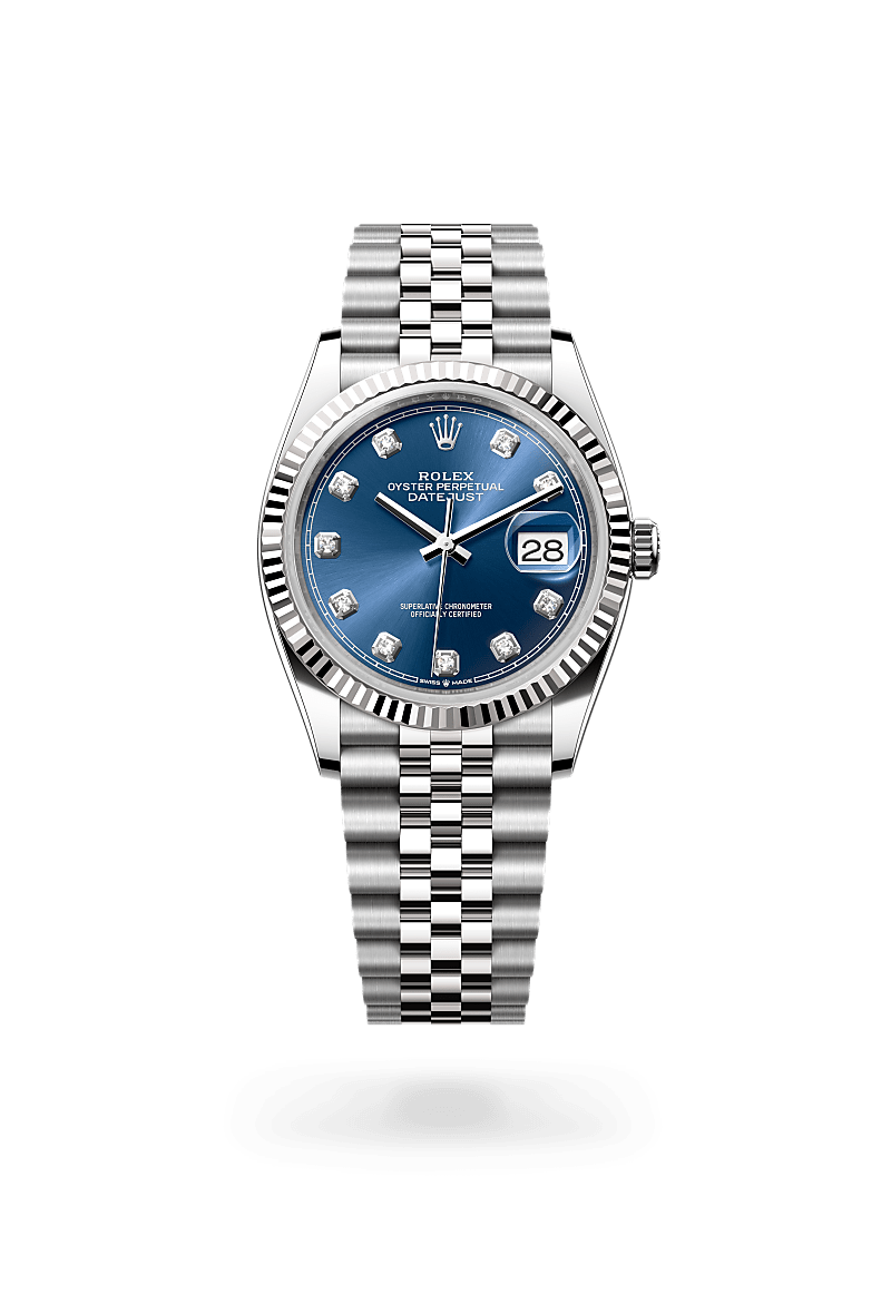 Rolex Datejust 36 in Oystersteel and White Gold, m126234-0037 Upright with Shadow - Fink's Jewelers