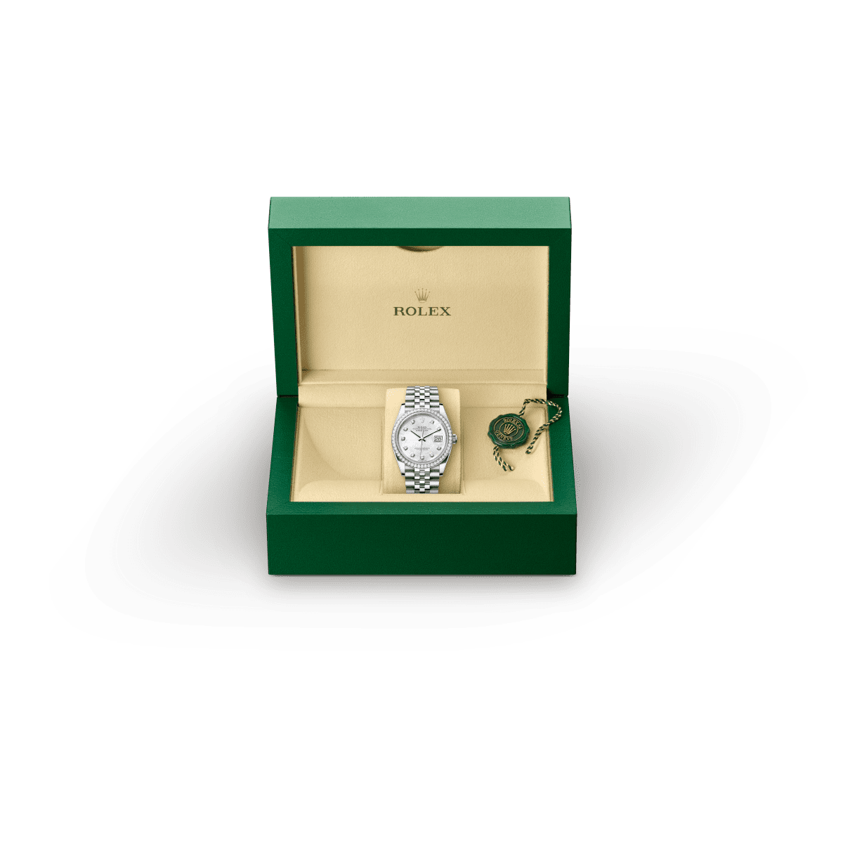 Rolex Datejust 36 in Oystersteel, White Gold, and Diamonds, m126284rbr-0011 Presentation Box - Fink's Jewelers