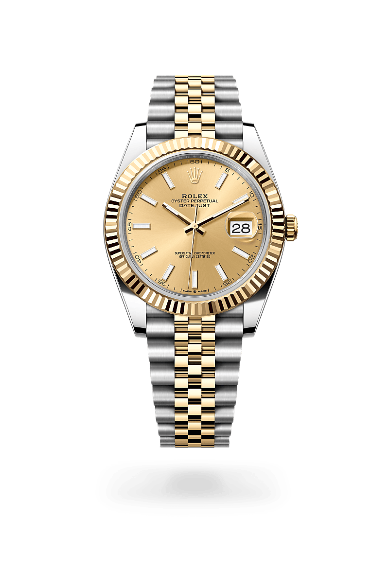 Rolex Datejust 41 in Oystersteel and Yellow Gold, m126333-0010 Upright with Shadow - Fink's Jewelers