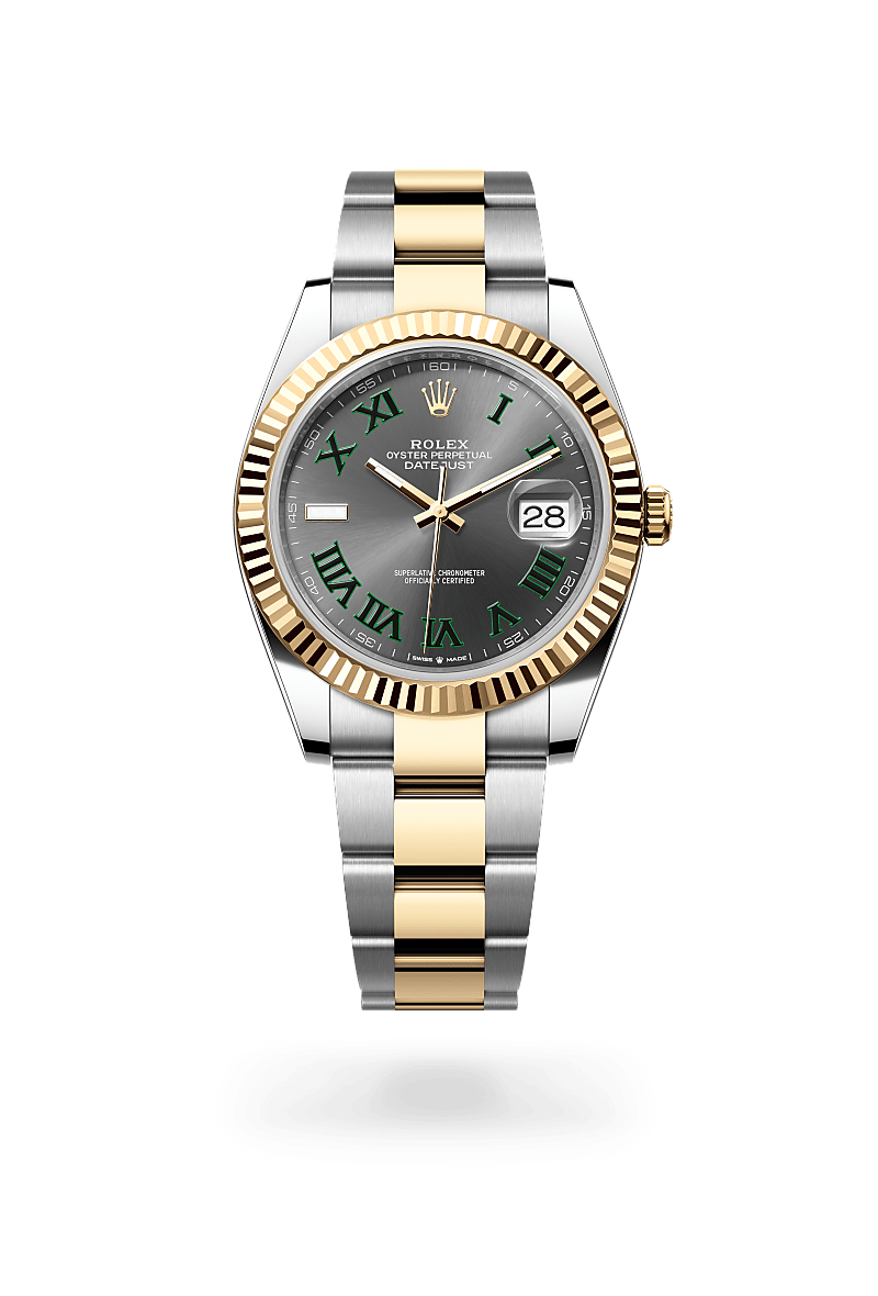 Rolex Datejust 41 in Oystersteel and Yellow Gold, m126333-0019 Upright with Shadow - Fink's Jewelers