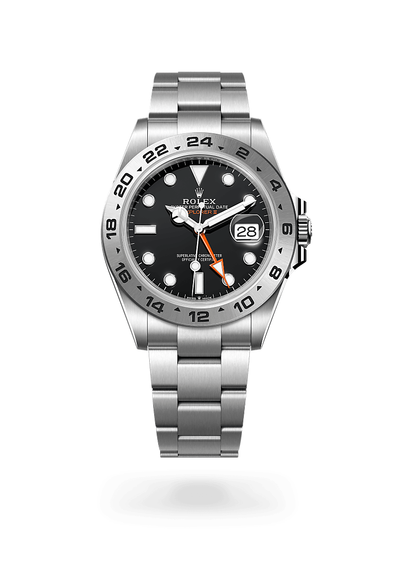 Rolex Explorer II in Oystersteel, m226570-0002 Upright with Shadow - Fink's Jewelers