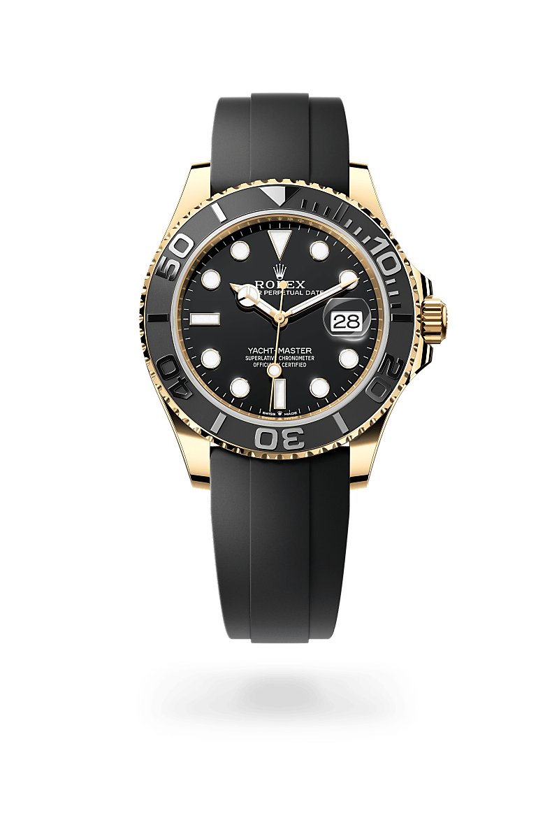 Rolex Yacht-Master 42 in Yellow Gold, m226658-0001 Upright with Shadow - Fink's Jewelers