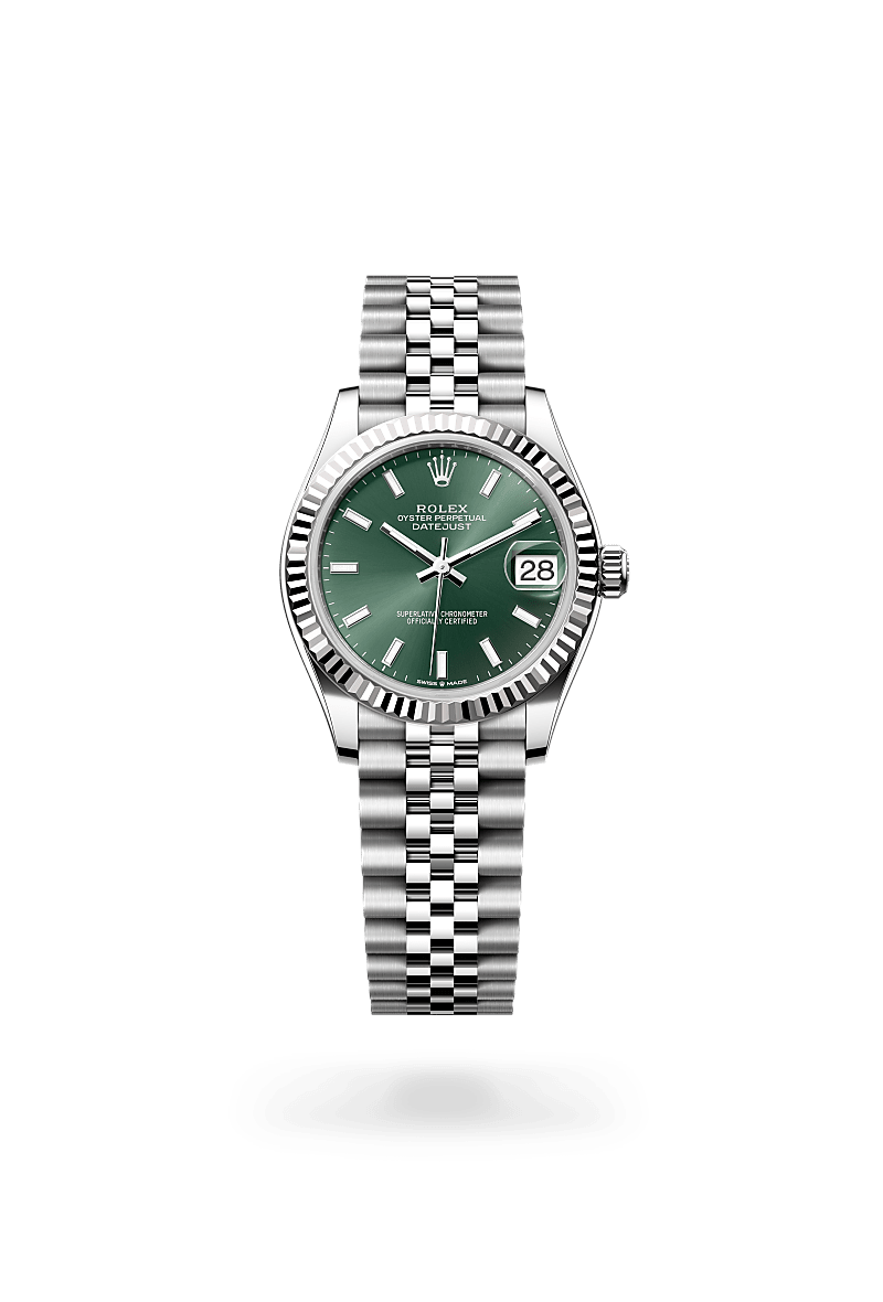 Rolex Datejust 31 in Oystersteel and White Gold, m278274-0018 Upright with Shadow - Fink's Jewelers