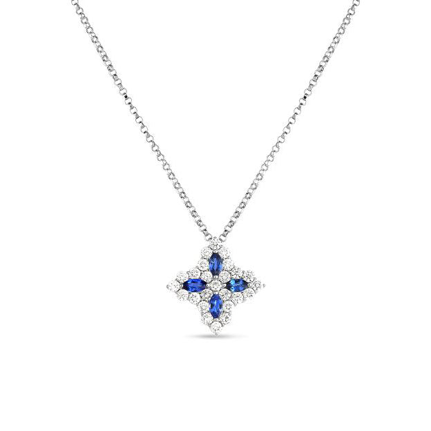 18K White Gold Sapphire and Diamond Necklace