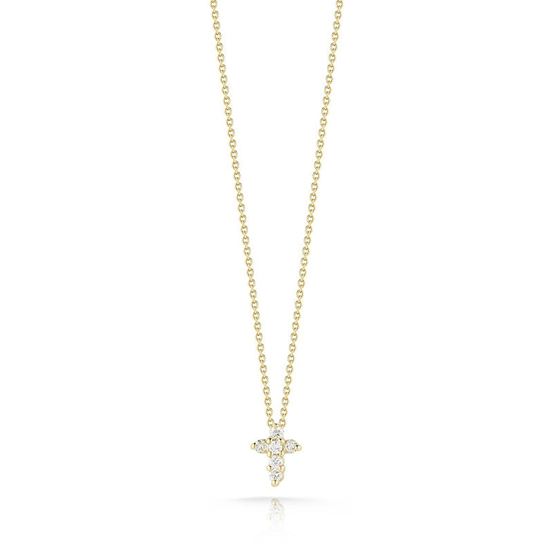 Roberto Coin Tiny Treasures Small Yellow Gold and Diamond Cross Pendant 