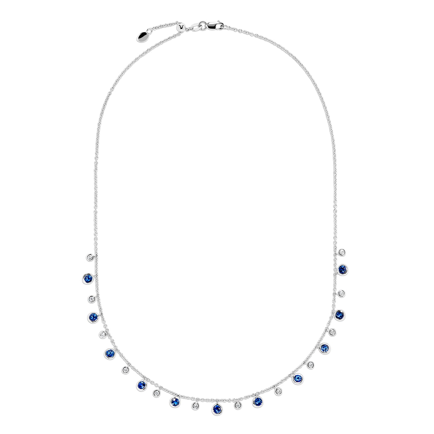 Sabel Collection 18K White Gold Sapphire and Diamond Drop Necklace