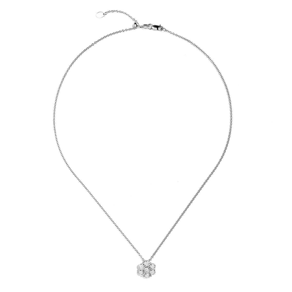 White Gold Diamond Cluster Pendant Necklace | Fink's