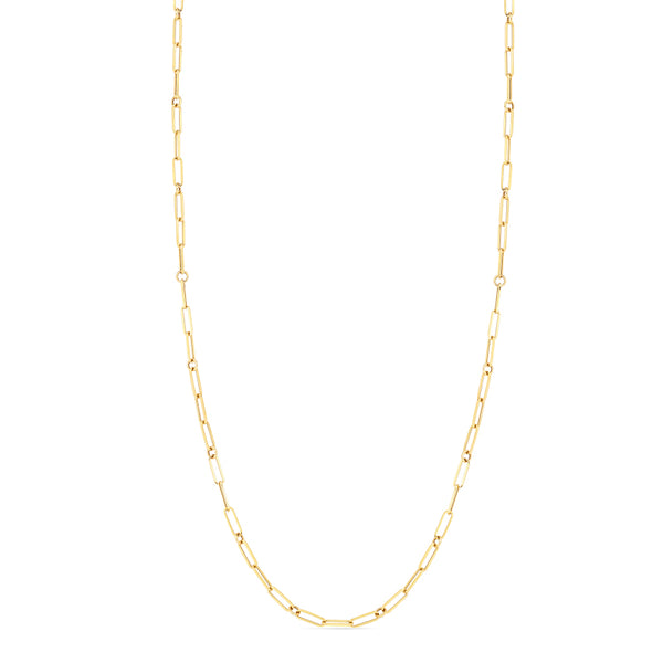 Roberto Coin Thin Paper Clip Link Necklace in 18K Yellow Gold