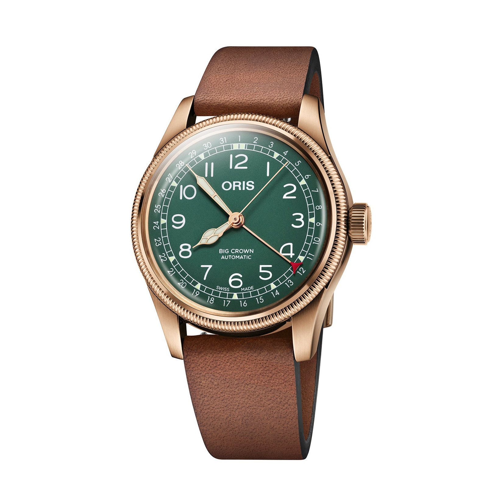 Oris Big Crown Pointer Date 80th Anniversary Edition Watch with Green Dial and Leather Watch