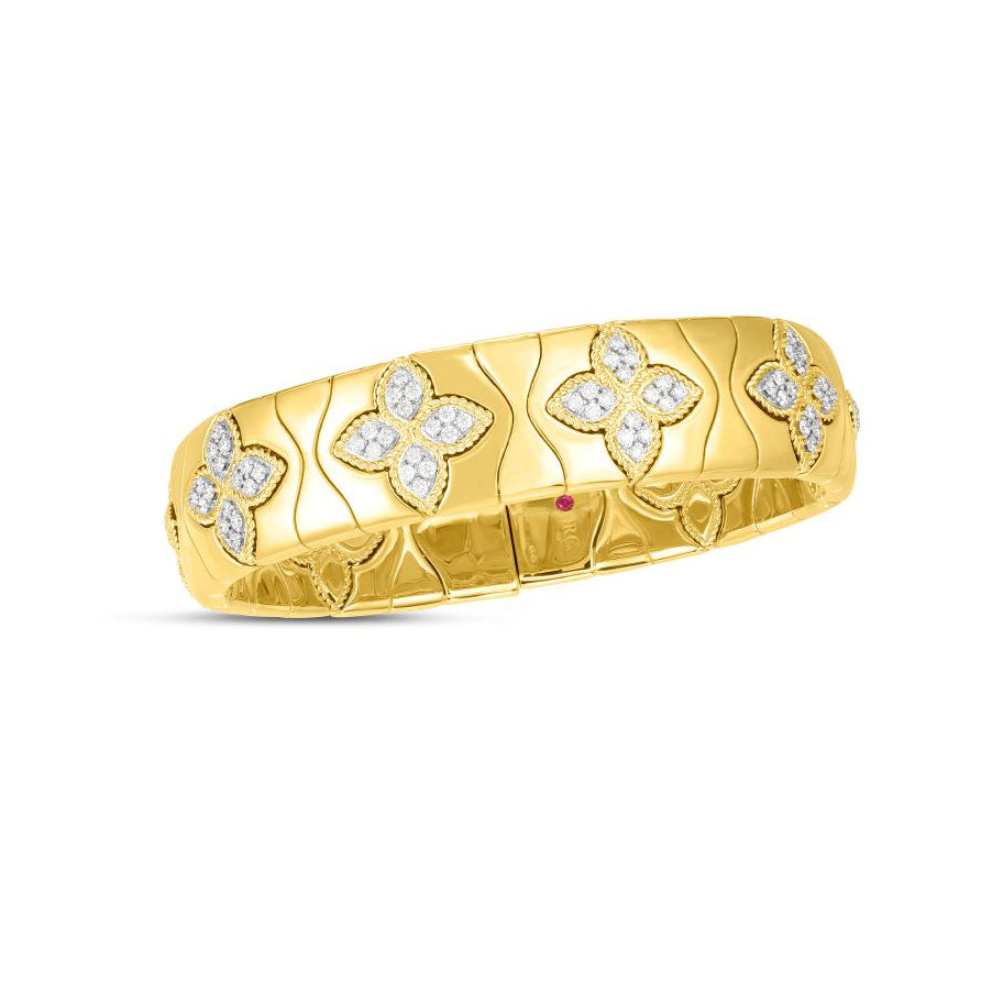 Roberto Coin 18K Rose Gold Love in Verona Diamond Flower Bangle Bracelet