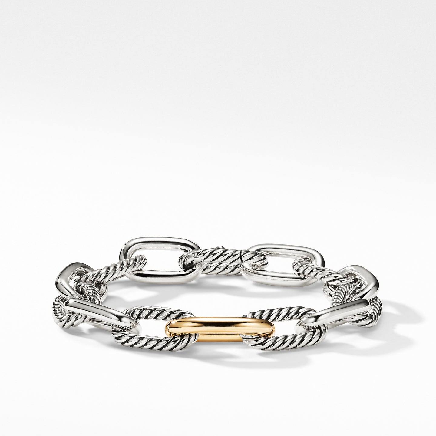 David Yurman Sterling Silver DY Madison® Medium Bracelet with 18K Yellow Gold