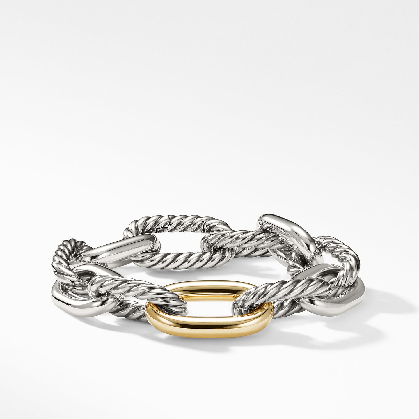 David Yurman Sterling Silver DY Madison® Large Bracelet with 18K Yellow Gold