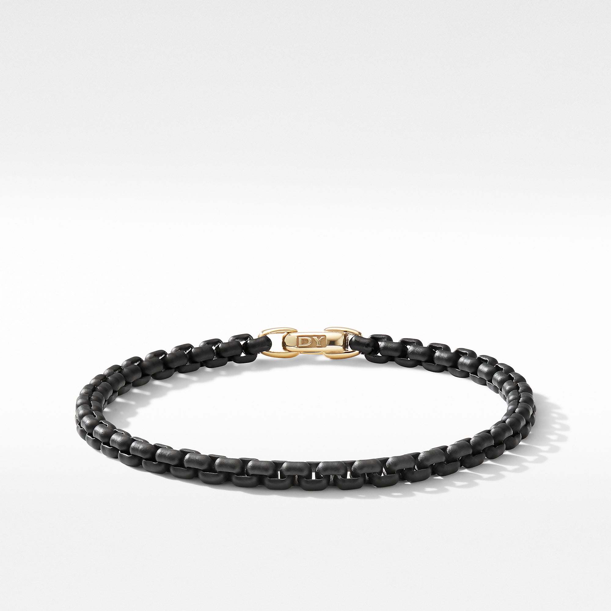 DY Bel Aire Chain Bracelet in Black with 14K Yellow Gold Accent, Size