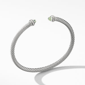 Cable Classic Bracelet with Prasiolite and Diamonds, Size Medium