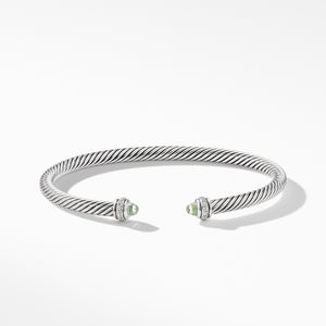 Cable Classic Bracelet with Prasiolite and Diamonds, Size Medium