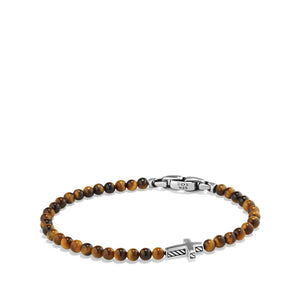 Spiritual Beads Cross Station Bracelet with Tiger's Eye, Size Medium