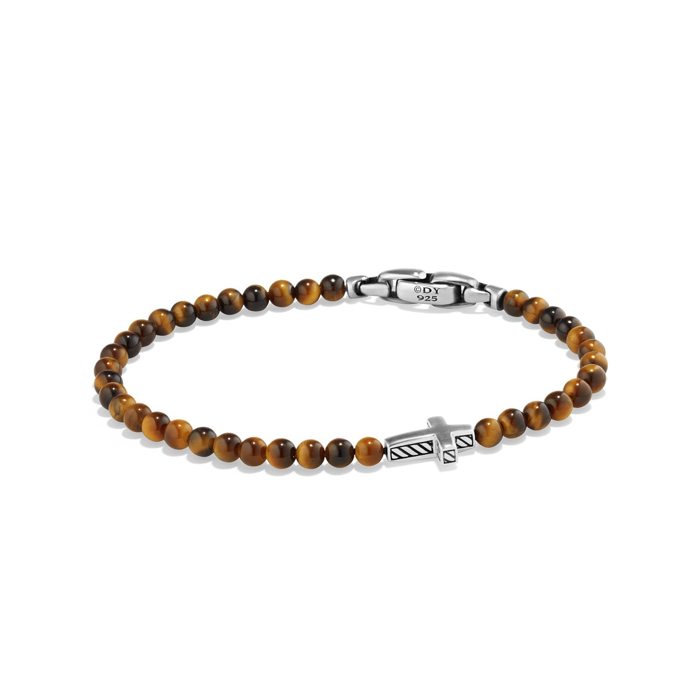 Spiritual Beads Cross Station Bracelet with Tiger's Eye, Size Medium