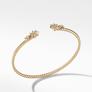 David Yurman Starburst Open Cable Bracelet in Gold with Diamonds