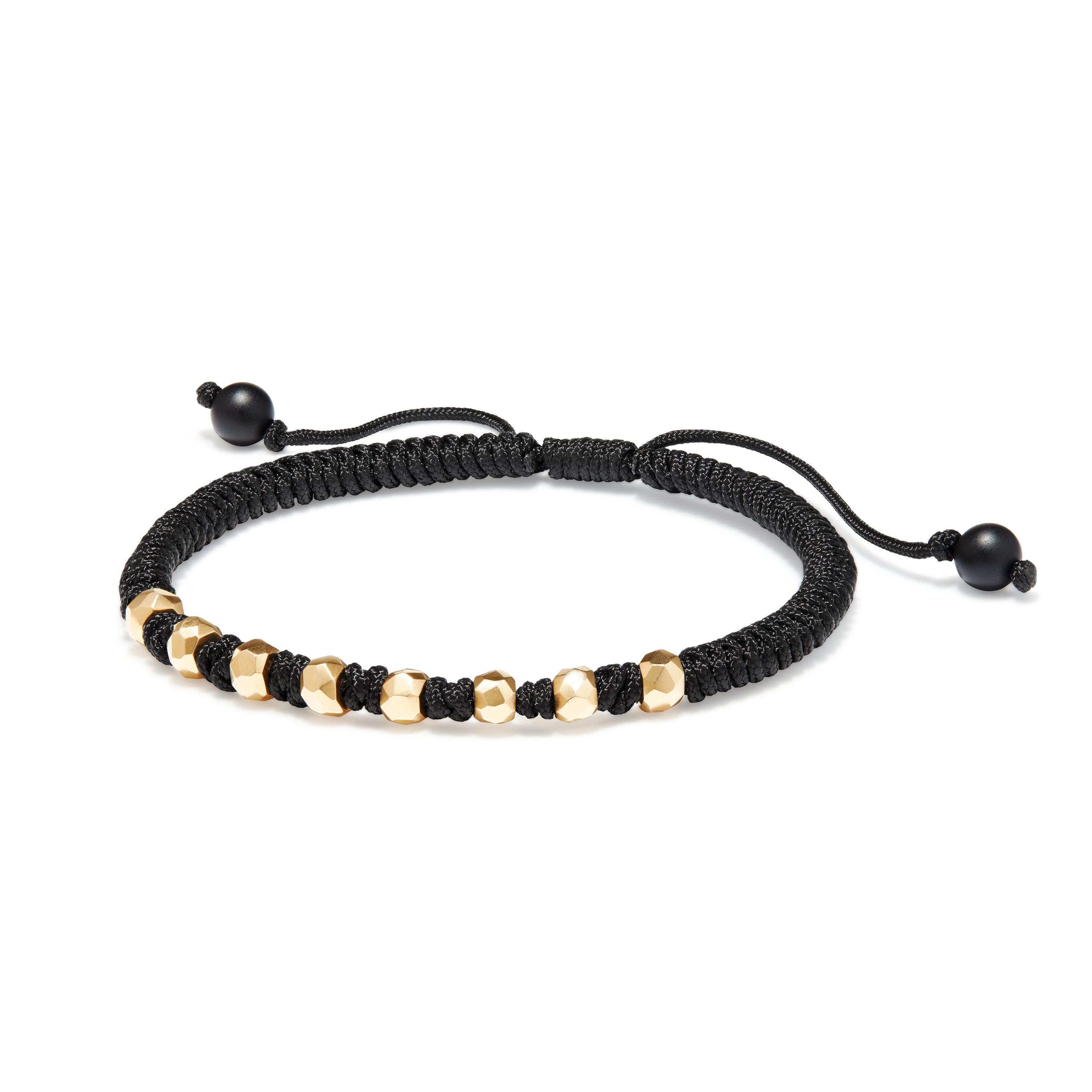 DY Fortune Woven Bracelet in Black with Black Onyx in 18K Gold, Size Medium