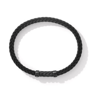 Chevron Black Rubber Bracelet with Black Titanium and Pavé Black Diamonds, Size Medium