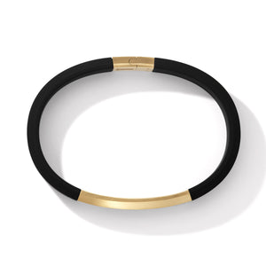 Streamline ID Black Rubber Bracelet with 18K Yellow Gold