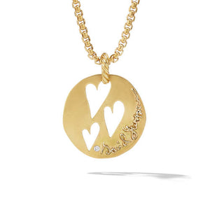 DY Elements Open Hearts Pendant in 18K Yellow Gold with Diamonds