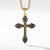 Gothic Cross Amulet with Pavé Black Diamonds and 18K Yellow Gold