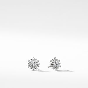 David Yurman Petite Starburst Small Stud Earrings in Sterling Silver with Pavé Diamonds