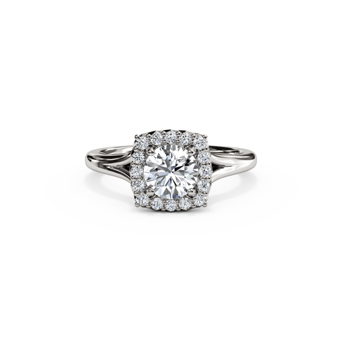 The Studio Collection Round Diamond Halo and Classic Shank Engagement Ring