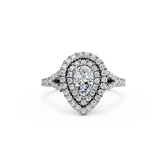 The Studio Collection Pear Shape Diamond Double Halo Split Shank Engagement Ring