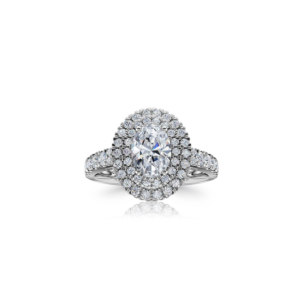 The Studio Collection Oval Diamond Double Halo Engagement Ring