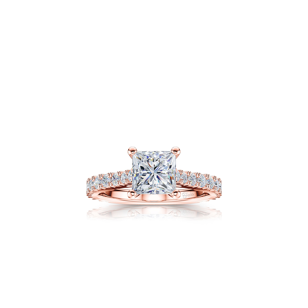 The Studio Collection Princess Cut Diamond Shank Accent Engagement Ring