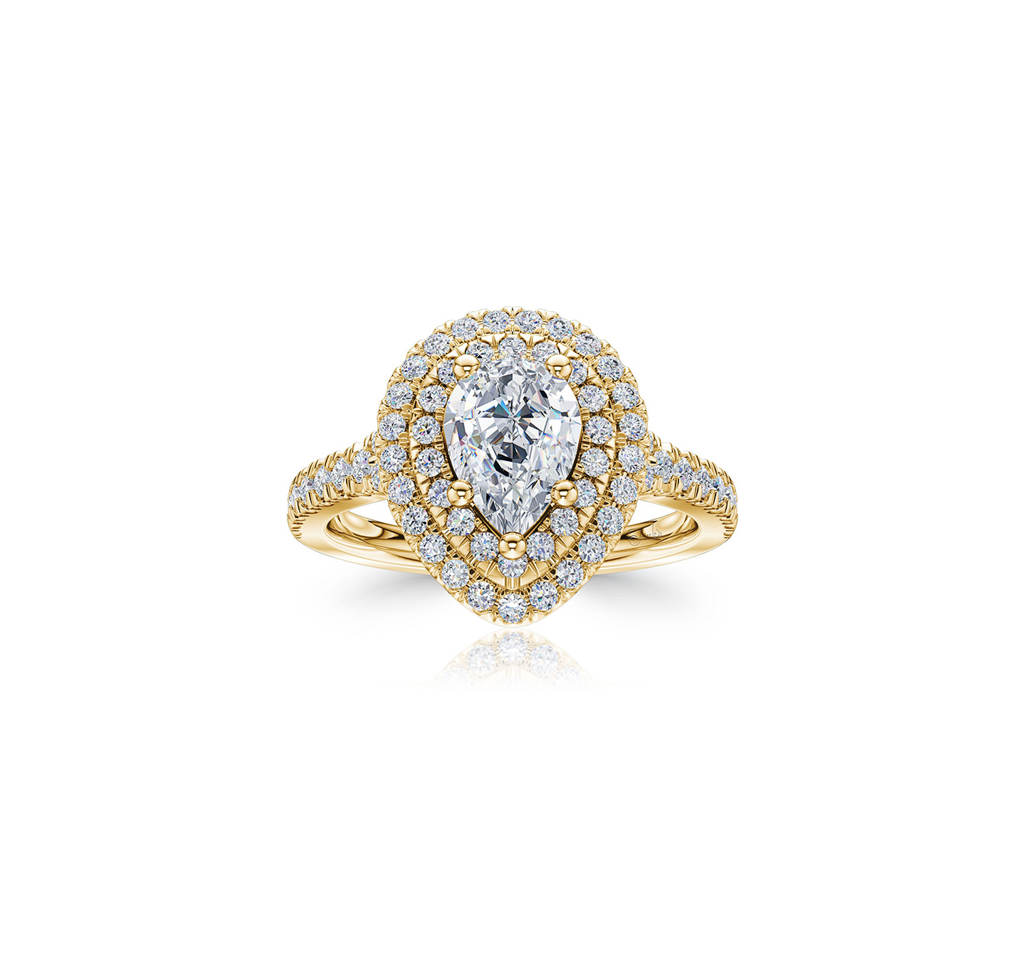 The Studio Collection Pear Shape Center Diamond and Diamond Double Halo Engagement Ring