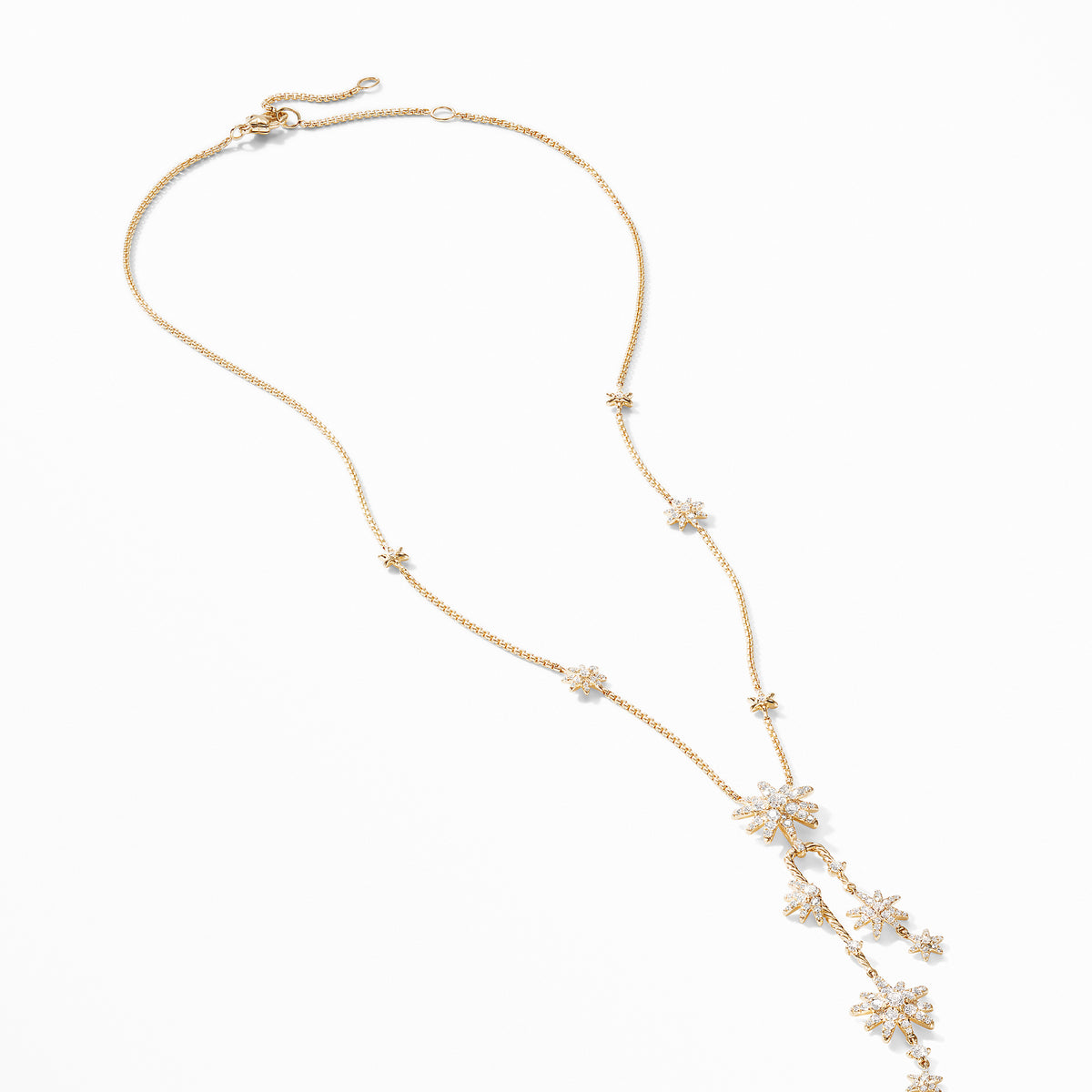 Starburst Cluster Necklace in 18K Yellow Gold with Pavé Diamonds, 18