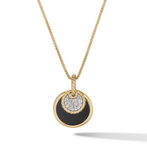 David Yurman DY Elements Small Pendant Necklace in 18K Yellow Gold with Black Onyx and Pavé Diamonds