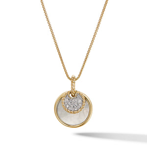 David Yurman DY Elements Small Pendant Necklace in 18K Yellow Gold with Mother of Pearl and Pavé Diamonds