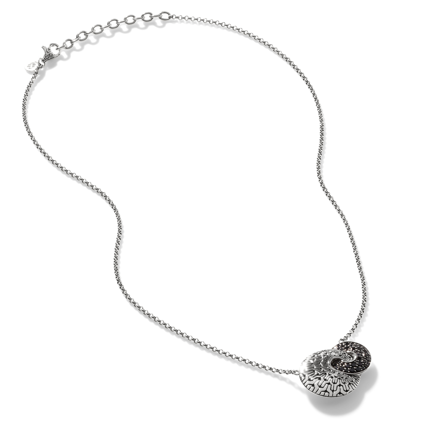 John Hardy Classic Chain Hammered Necklace with Black Sapphire