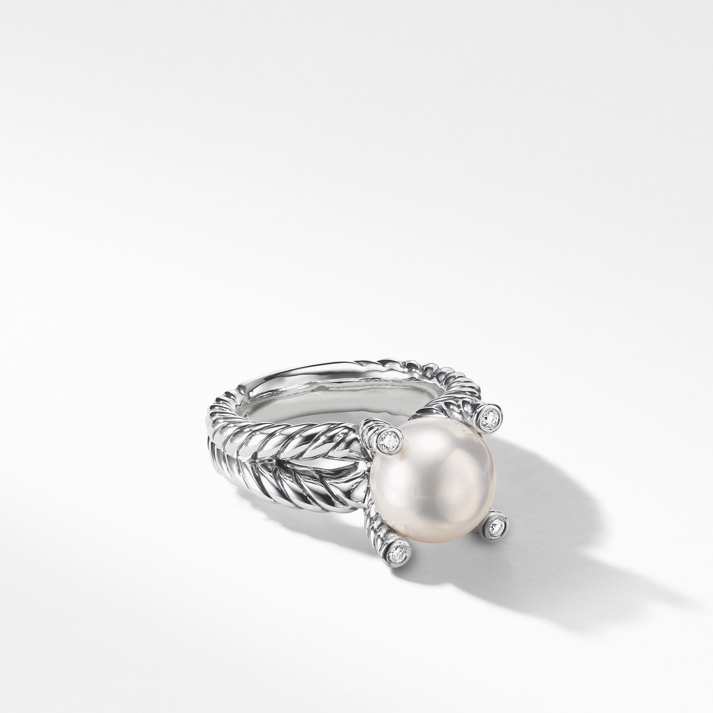 David Yurman Pearl Ring with Diamonds in Sterling Silver