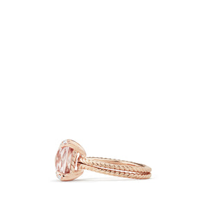 Châtelaine® Ring with Morganite and Diamonds in 18K Rose Gold, 11mm, Size 7