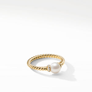 Solari Station Ring in 18K Yellow Gold with Cultured Pearl and Diamonds