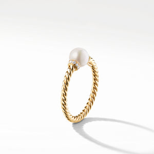 Solari Station Ring in 18K Yellow Gold with Cultured Pearl and Diamonds