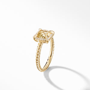 Châtelaine® Pavé Bezel Ring in 18K Yellow Gold with Champagne Citrine, Size 6