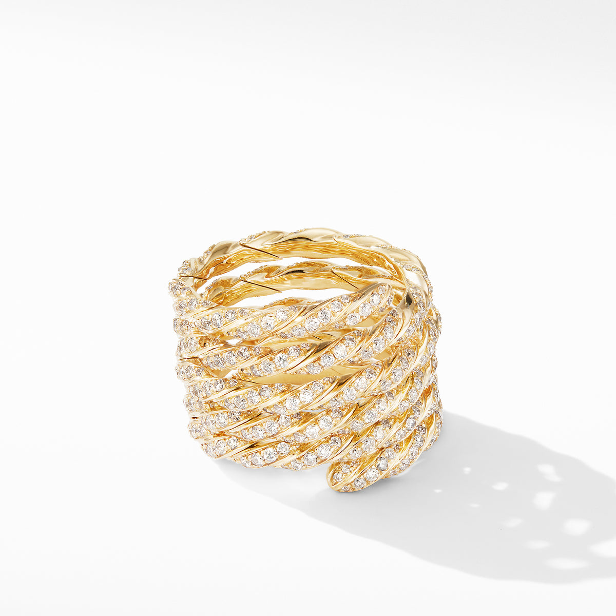 Pavéflex Coil Ring in 18K Yellow Gold with Diamonds, Size 7